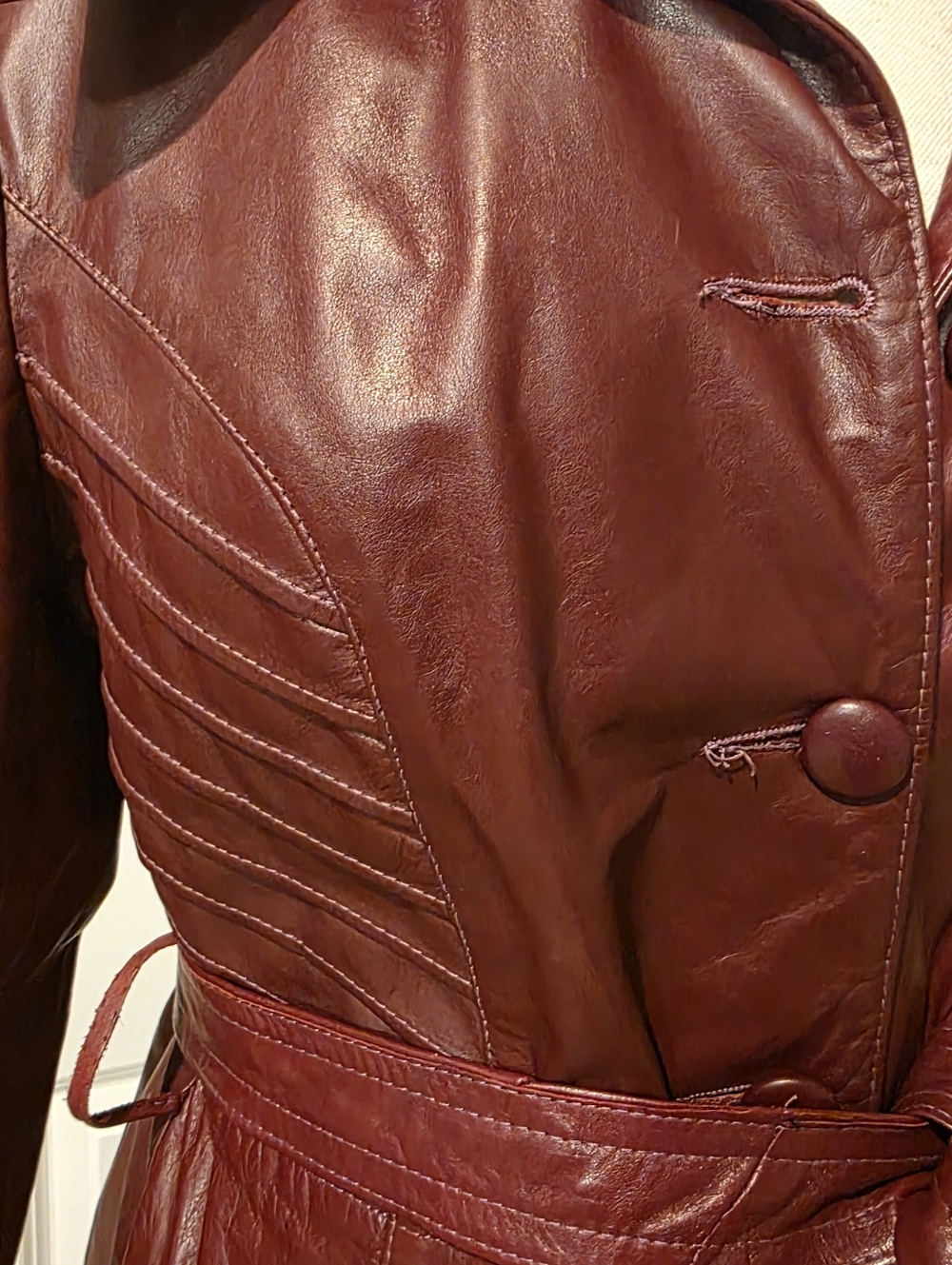 Stunning Leather Coat Trench Size Small - Picture 5 of 15